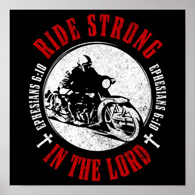 Póster Motocicleta La fe cristiana monta fuerte en el Señ (Frente)