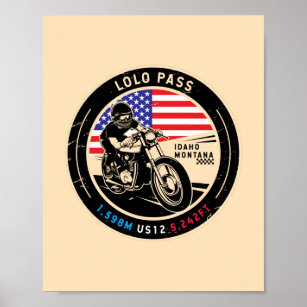 Póster Motocicleta Lolo Pass Idaho