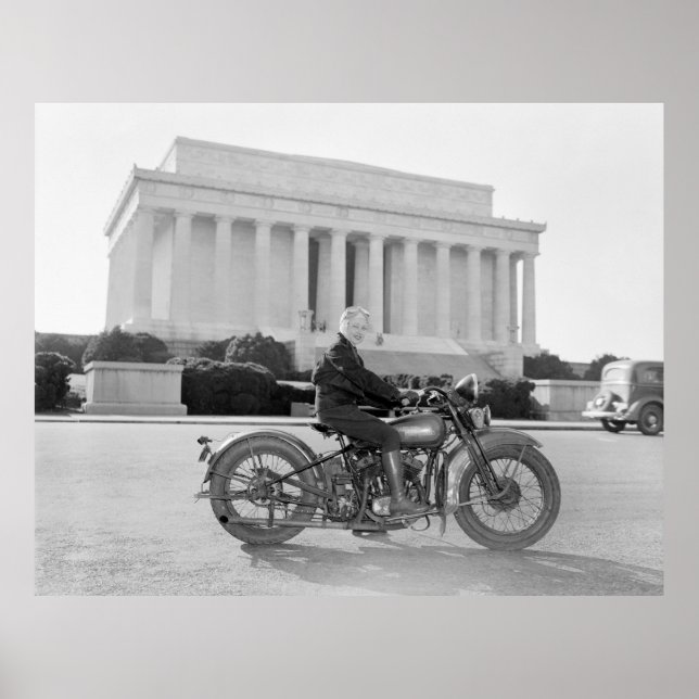 Póster Motocicleta mami de los años 30 (Frente)