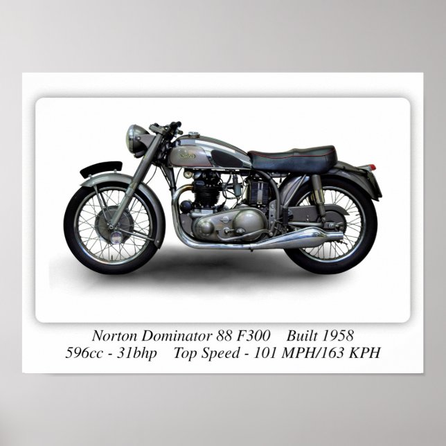 Póster Motocicleta Norton Dominator 88 F300 - A3 Tamaño (Frente)