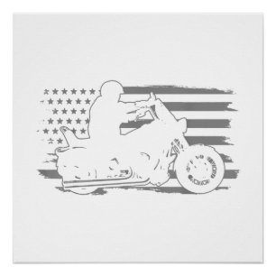 Póster Motocicleta patriótica bandera estadounidense vint