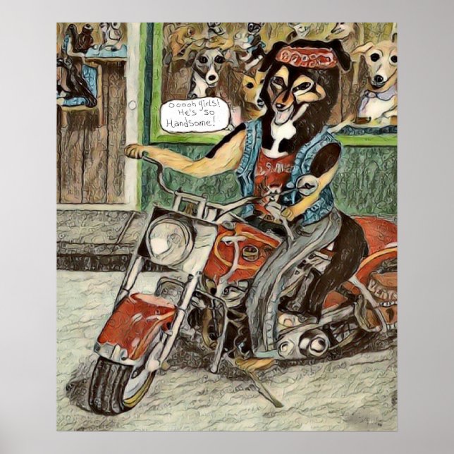 Póster Motocicleta 🏍️ Perro 🐕 (Frente)