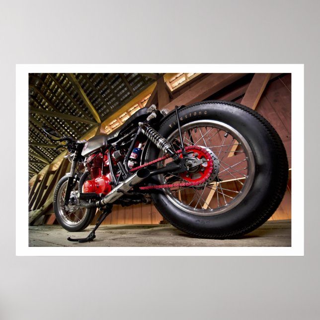 Póster Motocicleta personalizado con detalle rojo (Frente)