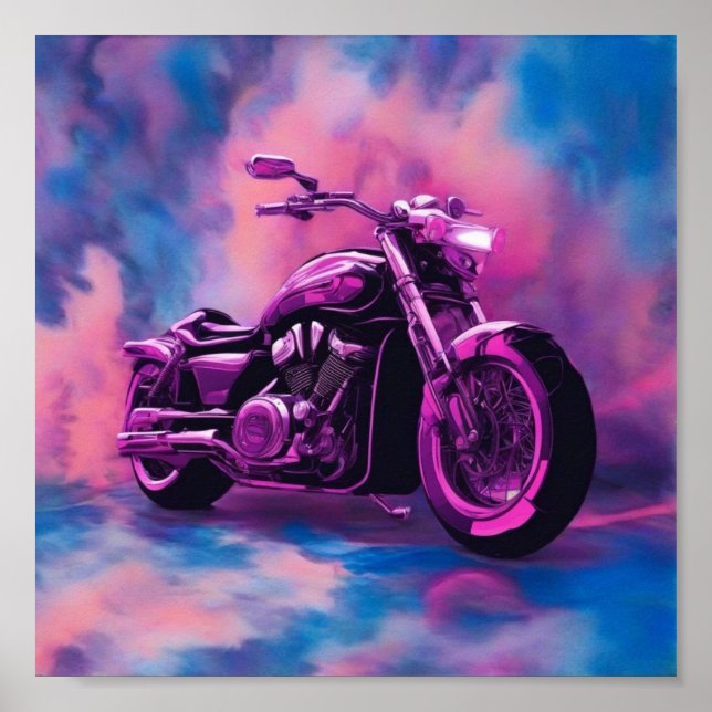 Póster Motocicleta poster, colores abstractos (Frente)