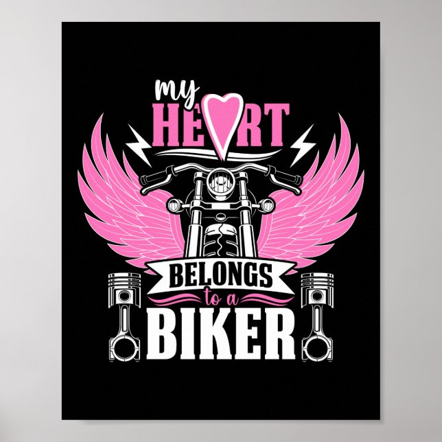 Póster Motocicleta Que Mi Corazón Pertenece A Una Novia D (Frente)
