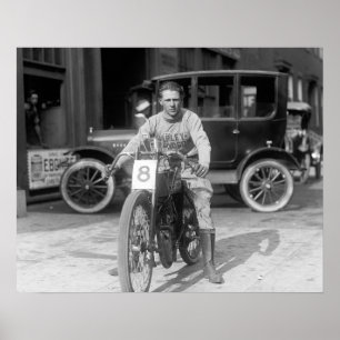 Póster Motocicleta Racer, 1922 del campeón. Foto del