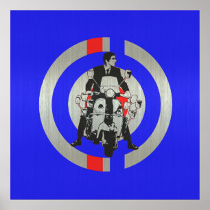 Póster Motocicleta retro Mod scooter rider metálico