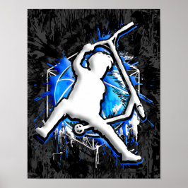 Póster Motocicleta retro - Stuntscooter - Kick Stunt Scoo