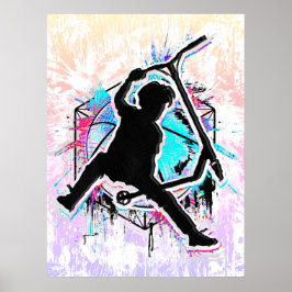 Póster Motocicleta retro - Stuntscooter - Kick Stunt Scoo