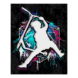 Póster Motocicleta retro - Stuntscooter - Kick Stunt Scoo