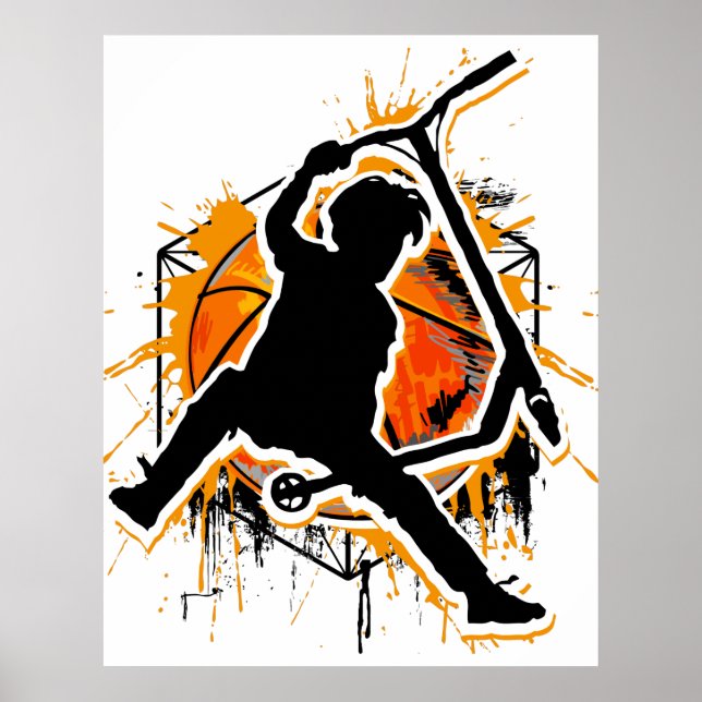 Póster Motocicleta retro - Stuntscooter - Kick Stunt Scoo (Frente)