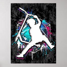 Póster Motocicleta retro - Stuntscooter - Kick Stunt Scoo