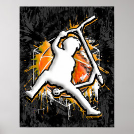 Póster Motocicleta retro - Stuntscooter - Kick Stunt Scoo