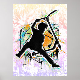 Póster Motocicleta retro - Stuntscooter - Kick Stunt Scoo