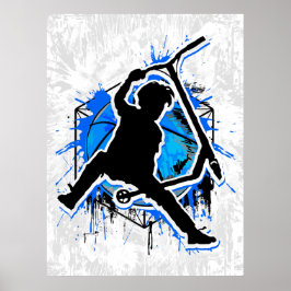 Póster Motocicleta retro - Stuntscooter - Kick Stunt Scoo