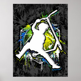 Póster Motocicleta retro - Stuntscooter - Kick Stunt Scoo