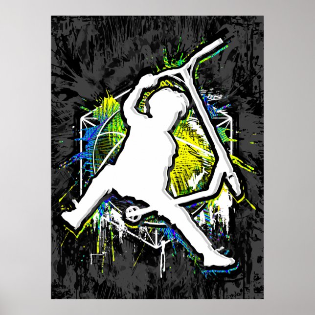 Póster Motocicleta retro - Stuntscooter - Kick Stunt Scoo (Frente)