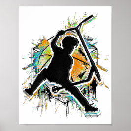 Póster Motocicleta retro - Stuntscooter - Kick Stunt Scoo