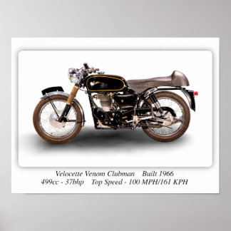 Póster Motocicleta Velocette Venom Clubman 1966 - A3
