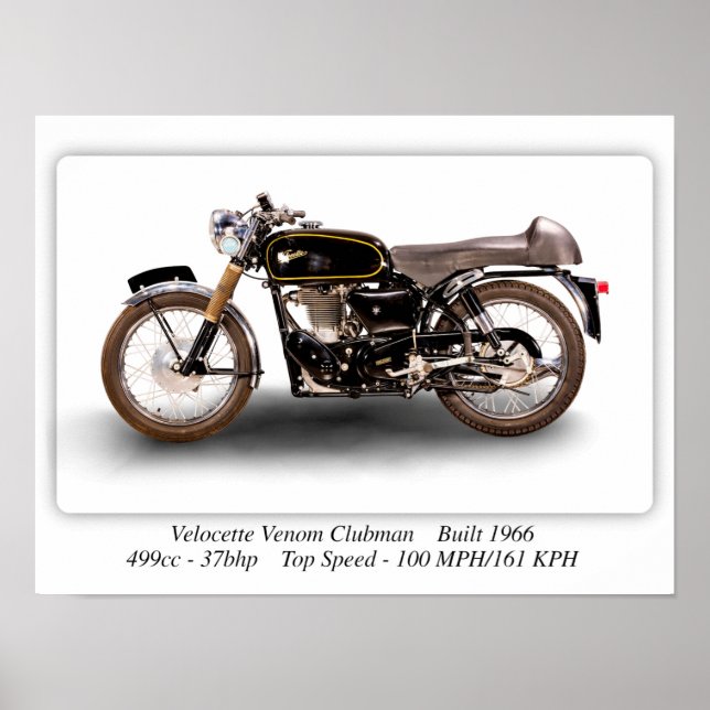 Póster Motocicleta Velocette Venom Clubman 1966 - A3 (Frente)