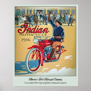 Póster Motocicleta Vintage Colorida