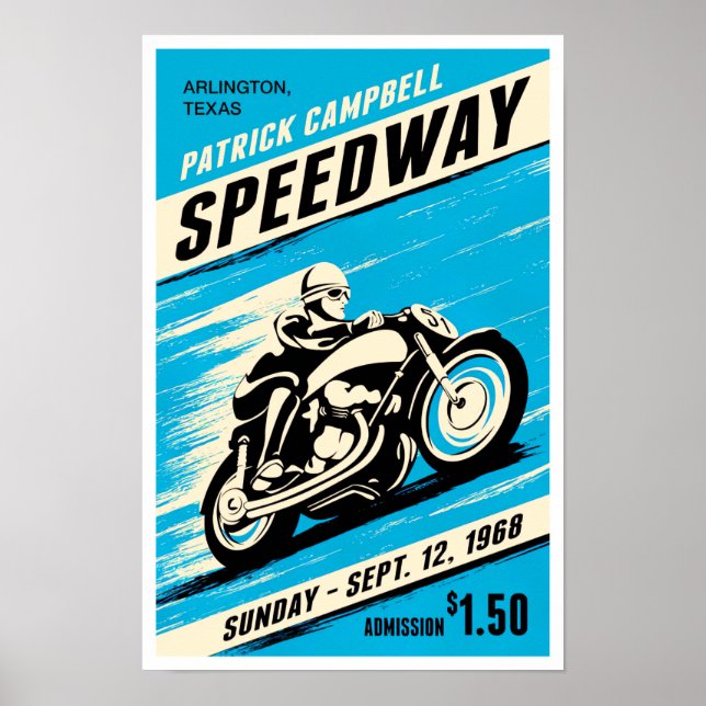 Póster Motocicleta vintage Speedway 1968 (Frente)