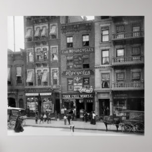 Póster Motocicleta y bicicleta Sales, 1910