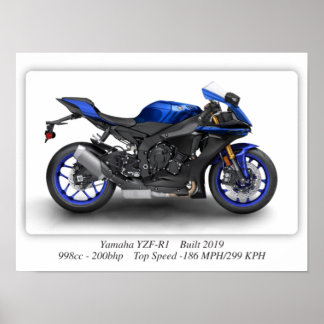 Póster Motocicleta Yamaha YZF-R1 2019 - A3