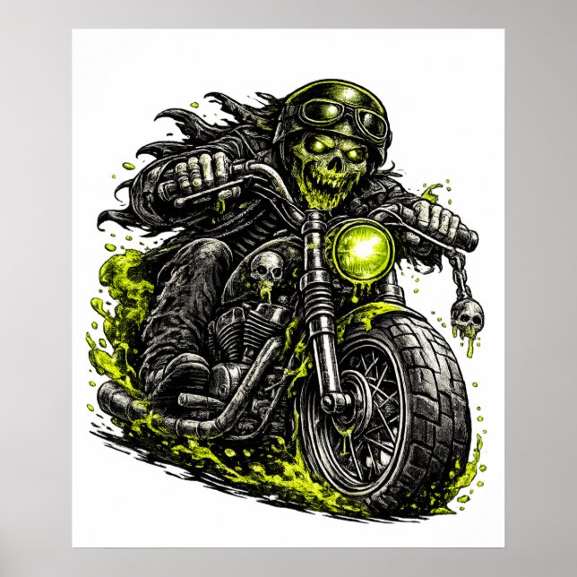 Póster Motocicleta Zombi de Motociclista (Frente)