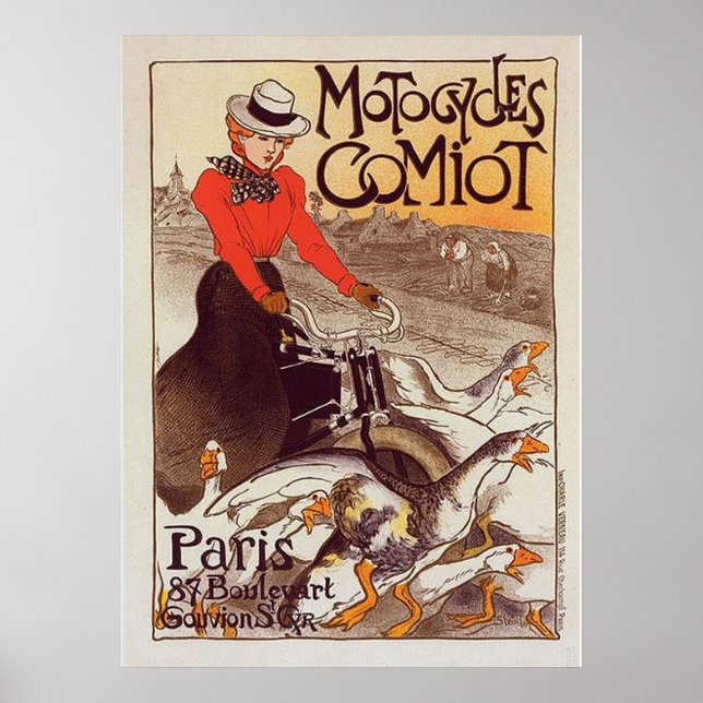 Póster Motocicletas Comiot - Afiche de la época de París (Frente)