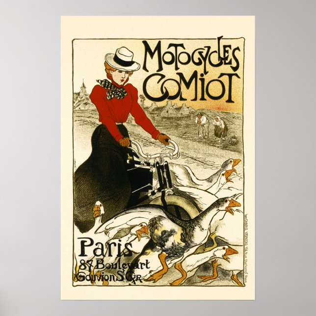 Póster MOTOCICLETAS COMIOT París Bicicleta Teófilo Steinl (Frente)