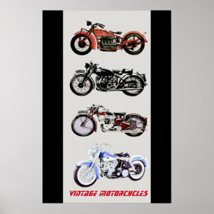 Póster MOTOCICLETAS VINTAGE, Gris negro