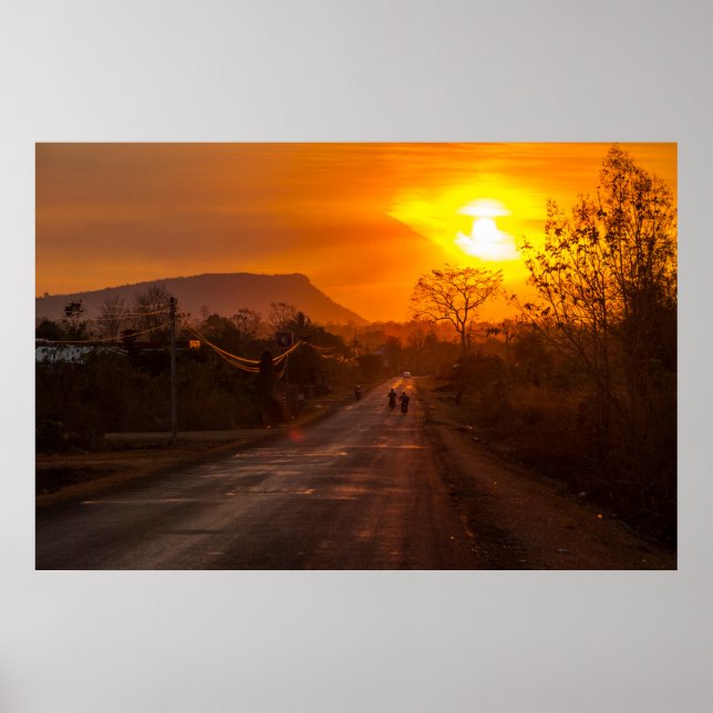 Póster Motociclismo al atardecer (Frente)