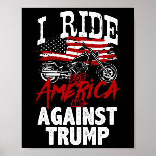 Póster Motociclista anti Trump pro democracia resiste con