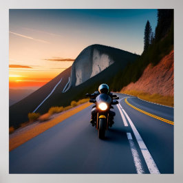 Póster Motociclista En Ruta De Las Montañas