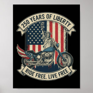 Póster Motociclista Patriótico Motocicleta 250 Años De Li