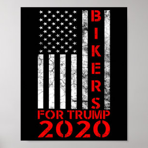 Póster Motociclistas por Trump 2020 Bandera Americana Con