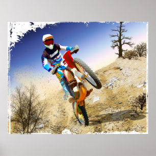 Póster Motocrós del Wheelie del desierto