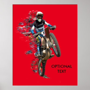 Póster Motocrós en el desierto con los pedazos que vuela