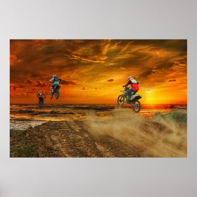 Póster Motocross al atardecer (Frente)
