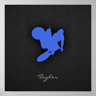 Póster Motocross azul real