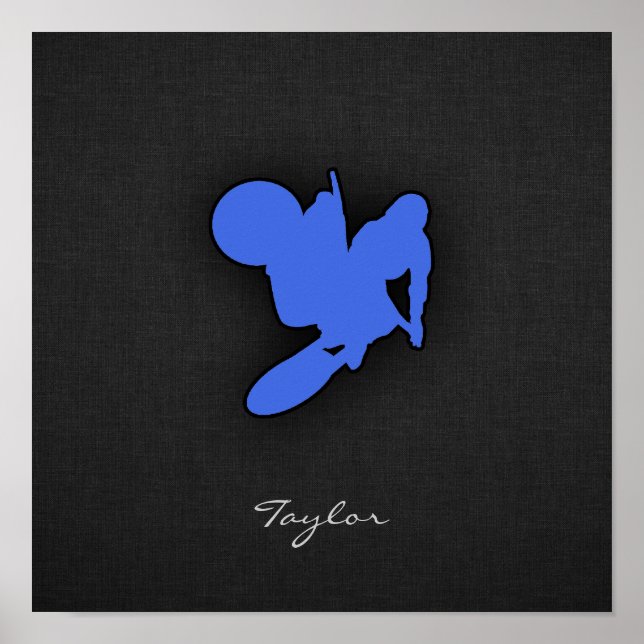 Póster Motocross azul real (Frente)