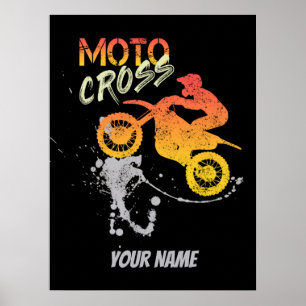 Póster Motocross Biker para motocicletas y motocicletas v