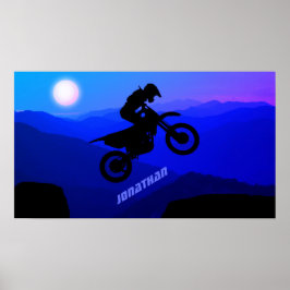 Póster Motocross de ciclismo nocturno sucio personalizado
