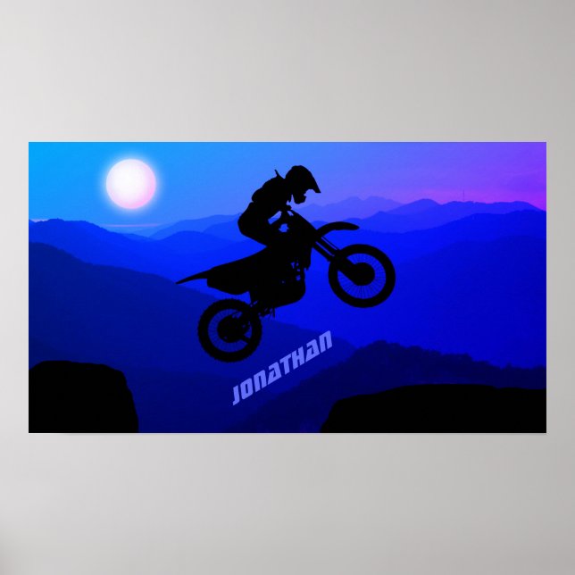 Póster Motocross de ciclismo nocturno sucio personalizado (Frente)