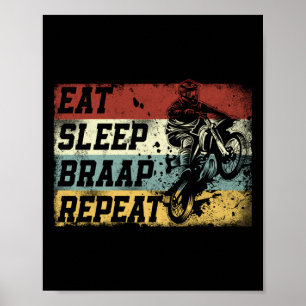 Póster Motocross Dirt Bike Eat Sleep Braap Repeat Vintage