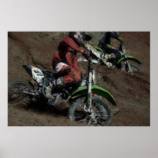 Póster Motocross Dirt Bike Racer Spraying Dirt