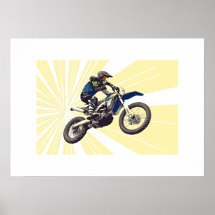 Póster Motocross en fondo amarillo pálido