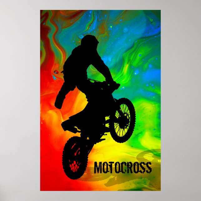 Póster Motocross en fusión solar (Frente)