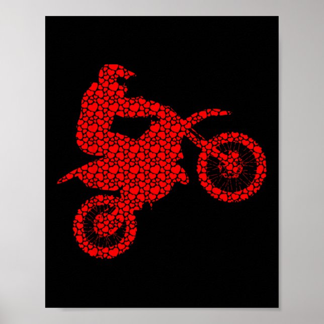 Póster Motocross Lovers Valentine Hearts Love Dirt Bike S (Frente)
